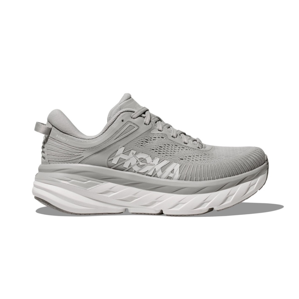 NEW! Hoka Bondi 7, Women’s running shoes, Light Gray Harbor, Size 7D (Wide)